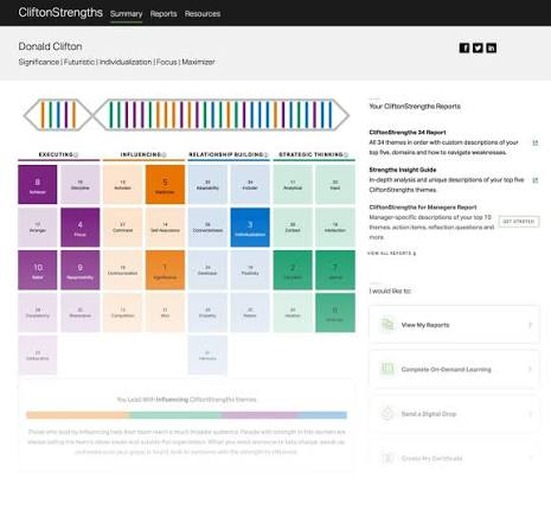 CliftonStrengths by Domain summary