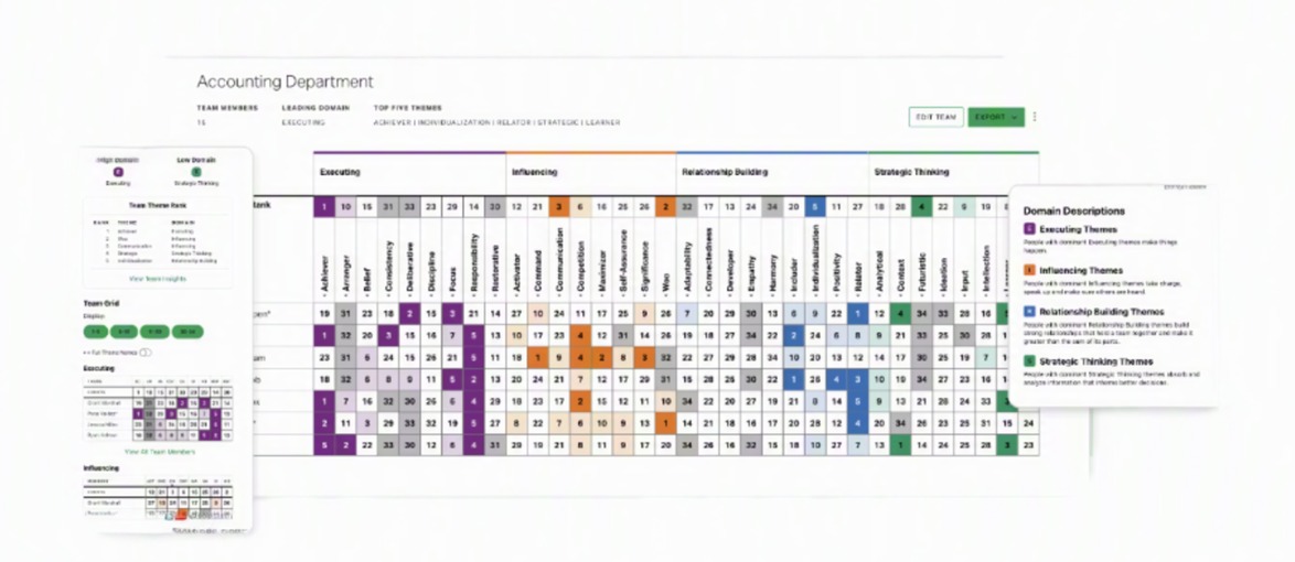 Strengths Team Grid for a department